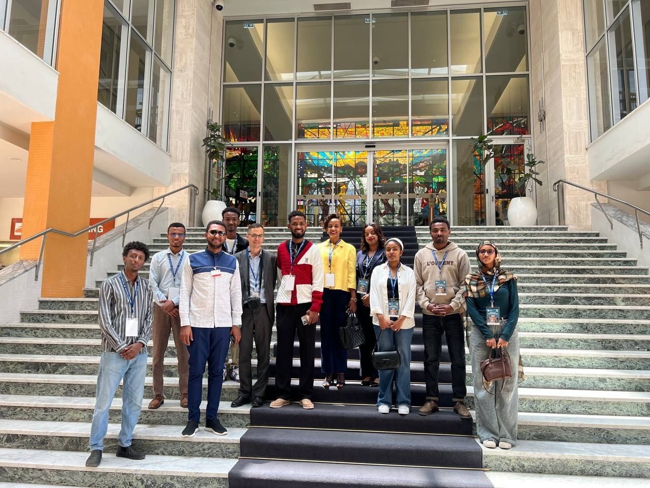 Connect to the World participants on the steps of the African Union headquarters in Addis Ababa